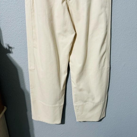 Zara Women Oyster White Bloggers Fav High-Rise Belted Cotton Loose Pants Sz L - Picture 13 of 15